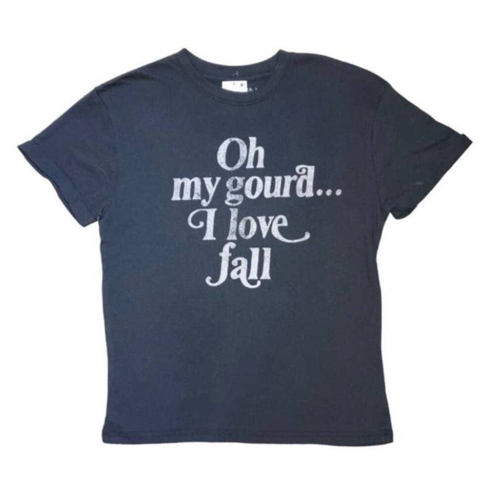 New Fifth Sun Oh My Gourd I Love Fall Gray White Tee XS